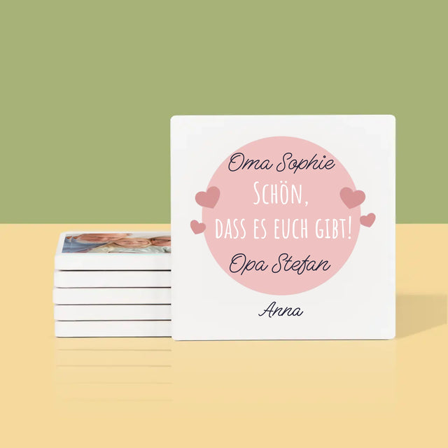 Zdjęcie i Podpis: Podziękowania Dla Dziadków - Podkładki Pod Kubki | DE