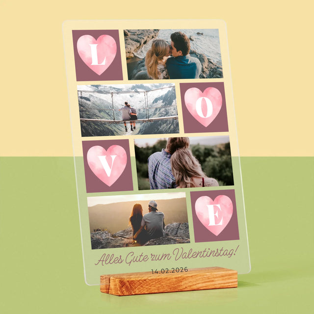 Fotokolaż: Serduszka Love - Wydruk Na Szkle Akrylowym | DE