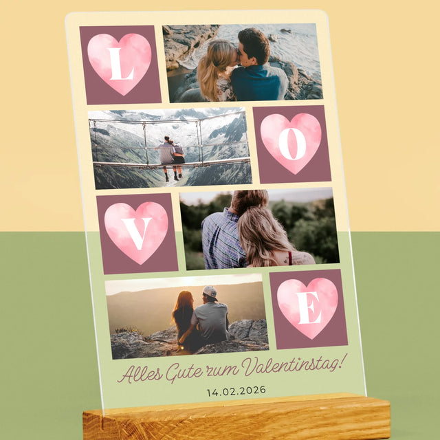 Fotokolaż: Serduszka Love - Wydruk Na Szkle Akrylowym | DE