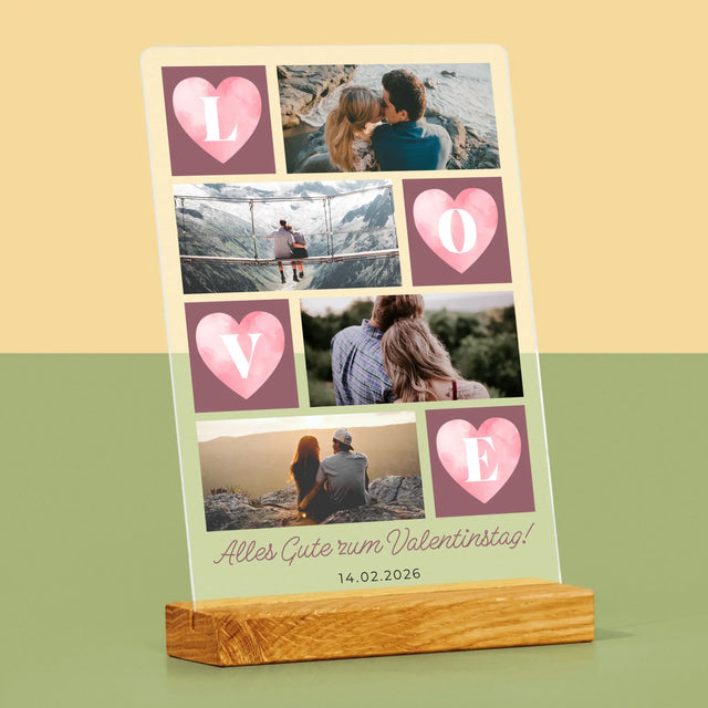 Fotokolaż: Serduszka Love - Wydruk Na Szkle Akrylowym | DE