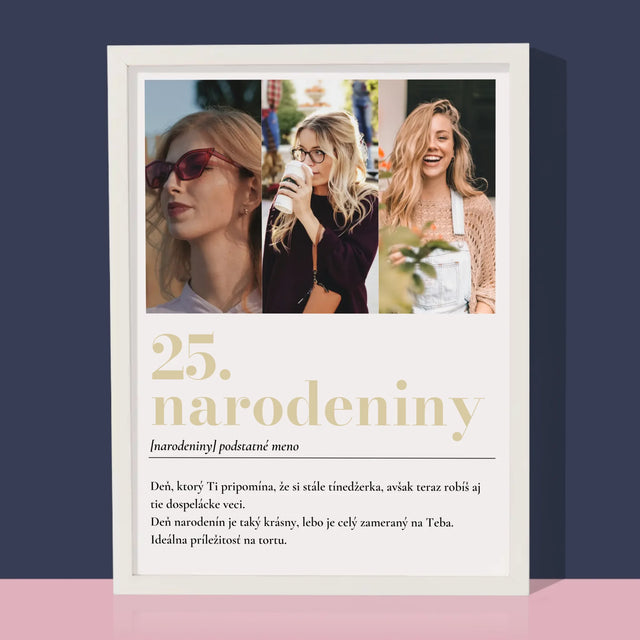 Fotokolaż: 25 Urodziny Definicja - Wydruk Obramowany | SK