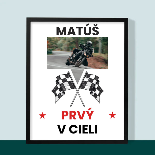 Zdjęcie I Podpis: Pierwszy Na Mecie - Wydruk Obramowany | SK