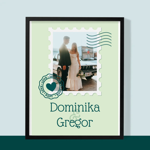 Zdjęcie i Podpis: Ślubna Pocztówka - Wydruk Obramowany | SK