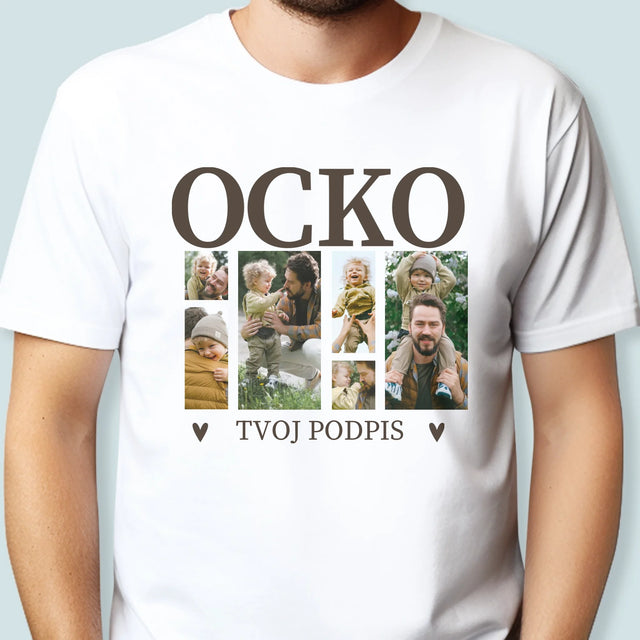 Fotokolaż: Tata z Podpisem - Koszulka Męska z Nadrukiem | SK