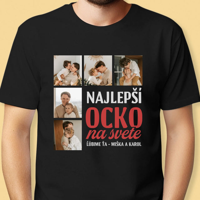 Fotokolaż: Najlepszy Tata Na Całym Świecie - Koszulka Męska z Nadrukiem | SK