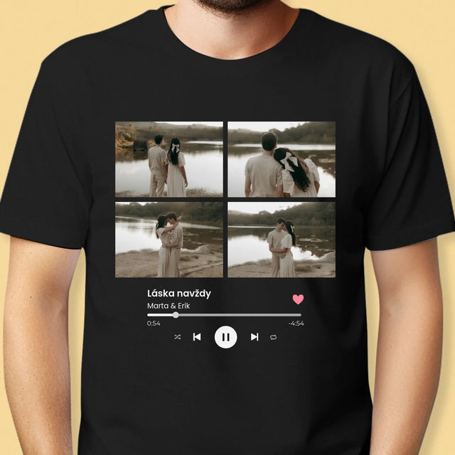 Fotokolaż: Spotify 4 Zdjęcia - Koszulka Męska z Nadrukiem | SK