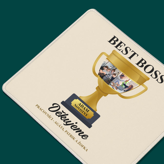 Fotokolaż: Best Boss Puchar - Podkładka Pod Myszkę | CZ
