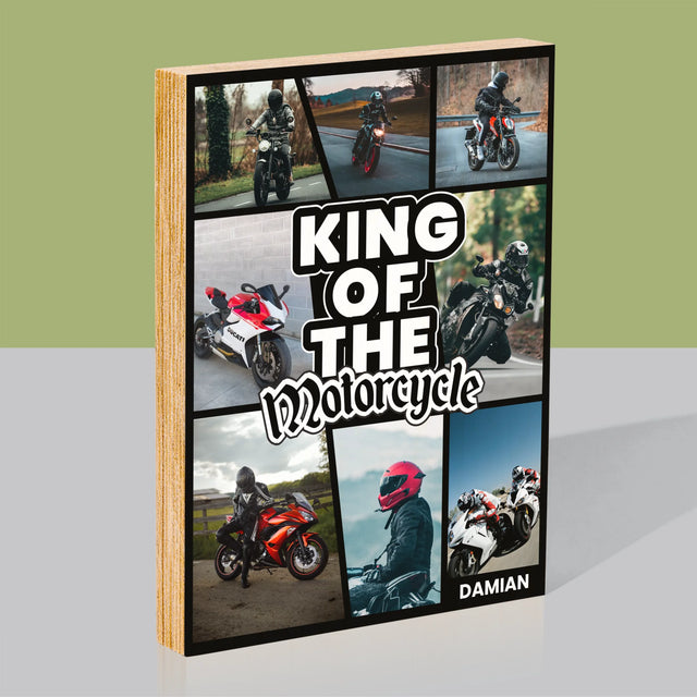 Fotokolaż: King Of The Motorcycle - Wydruk Na Drewnie | DE