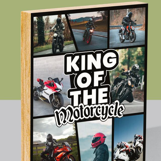 Fotokolaż: King Of The Motorcycle - Wydruk Na Drewnie | DE