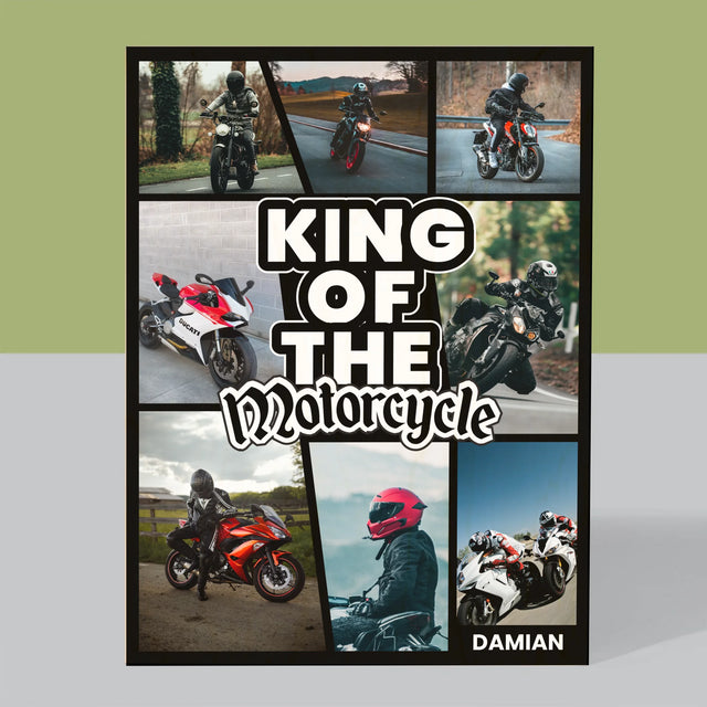 Fotokolaż: King Of The Motorcycle - Wydruk Na Drewnie | DE
