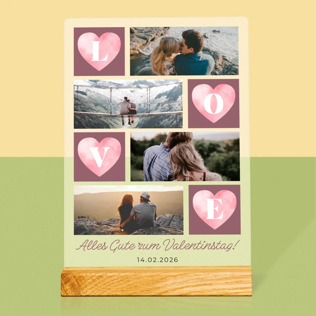 Fotokolaż: Serduszka Love - Wydruk Na Szkle Akrylowym | DE