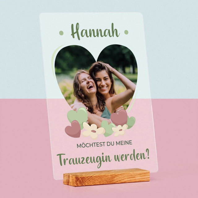 Zdjęcie i Podpis: Czy Zostaniesz Moją Świadkową Kwiaty - Wydruk Na Szkle Akrylowym | DE