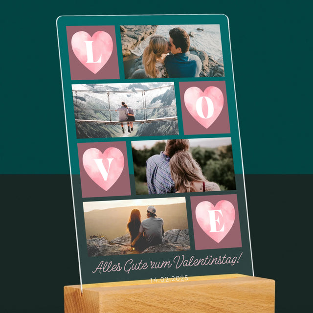 Fotokolaż: Serduszka Love - Wydruk Na Szkle Akrylowym | DE