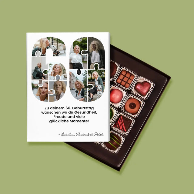 Kształt Ze Zdjęć: 60 Urodziny Puzzle - Personalizowane Praliny | DE