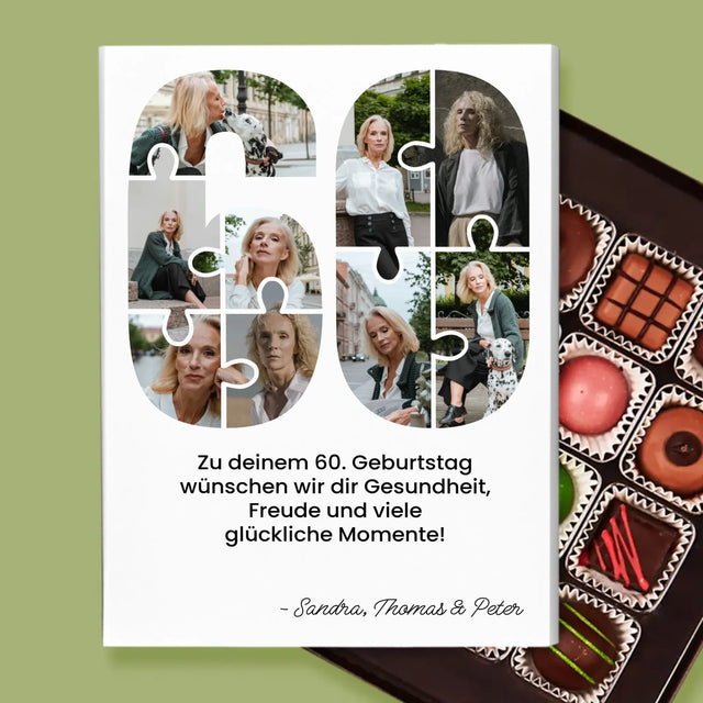 Kształt Ze Zdjęć: 60 Urodziny Puzzle - Personalizowane Praliny | DE