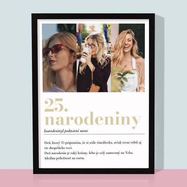 Fotokolaż: 25 Urodziny Definicja - Wydruk Obramowany | SK
