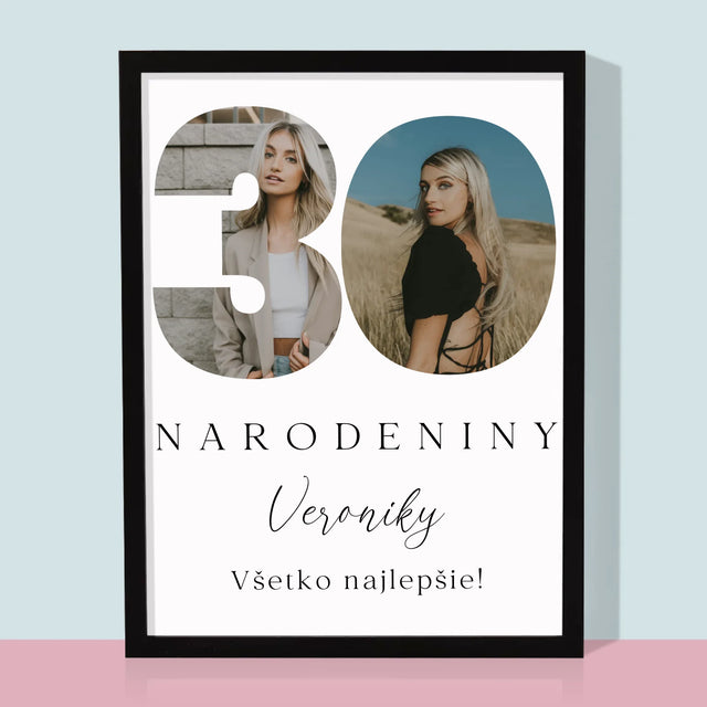 Słowo Ze Zdjęć: 30 Urodziny Podpis - Wydruk Obramowany | SK