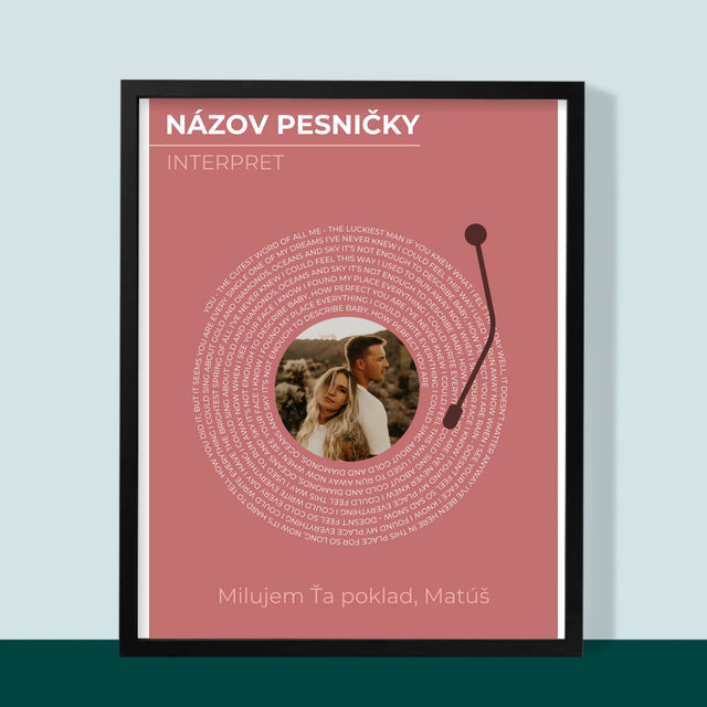 Zdjęcie i Podpis: Nasza Piosenka Płyta Winylowa - Wydruk Obramowany | SK