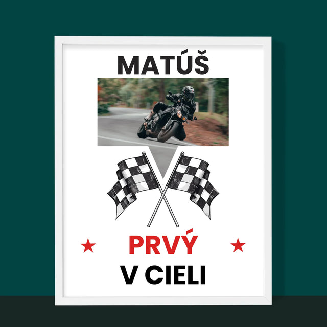 Zdjęcie I Podpis: Pierwszy Na Mecie - Wydruk Obramowany | SK