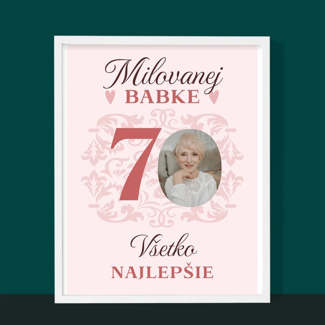 Zdjęcie I Podpis: Kochanej Babci Wszystkiego Najlepszego - Wydruk Obramowany | SK