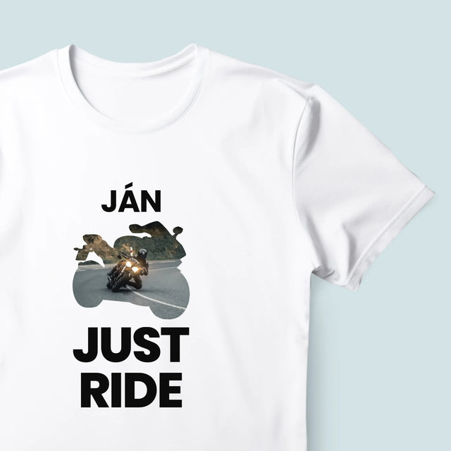 Kształt Ze Zdjęć: Just Ride - Koszulka Męska z Nadrukiem | SK
