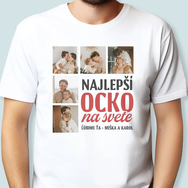 Fotokolaż: Najlepszy Tata Na Całym Świecie - Koszulka Męska z Nadrukiem | SK