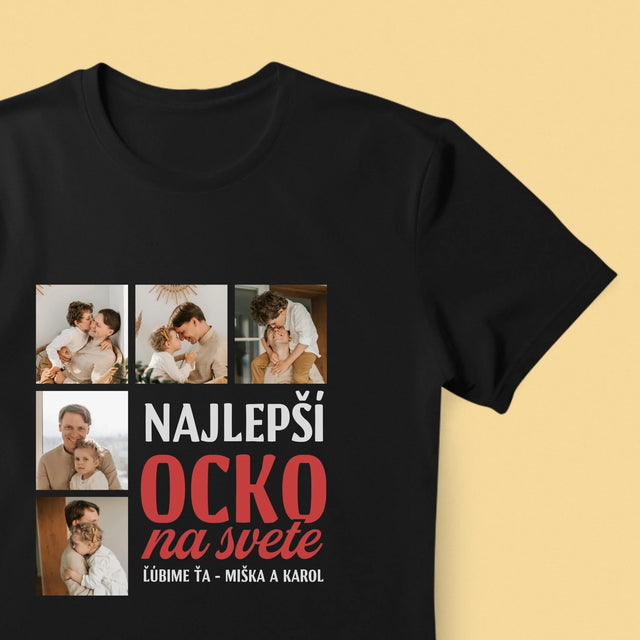 Fotokolaż: Najlepszy Tata Na Całym Świecie - Koszulka Męska z Nadrukiem | SK