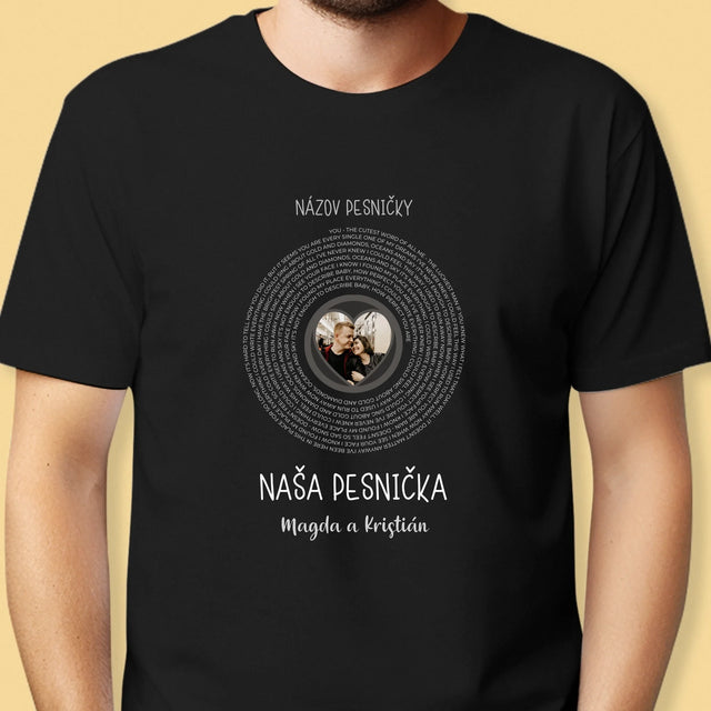 Zdjęcie i Podpis: Nasza Piosenka z Tekstem - Koszulka Męska | SK