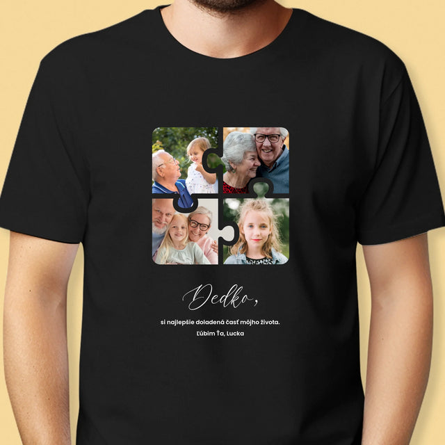 Fotokolaż: Puzzle Zdjęcia Dla Dziadka - Koszulka Męska | SK
