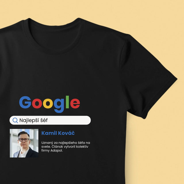 Zdjęcie i Podpis: Najlepszy Szef Wynik Google - Koszulka Męska z Nadrukiem | SK