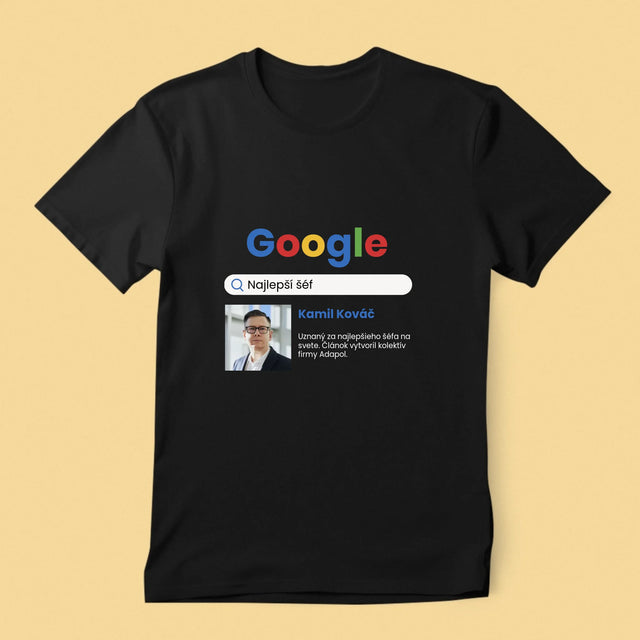 Zdjęcie i Podpis: Najlepszy Szef Wynik Google - Koszulka Męska z Nadrukiem | SK